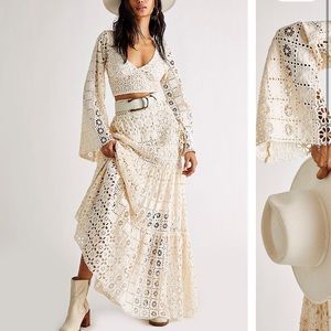 Free People two-piece ivory lace set